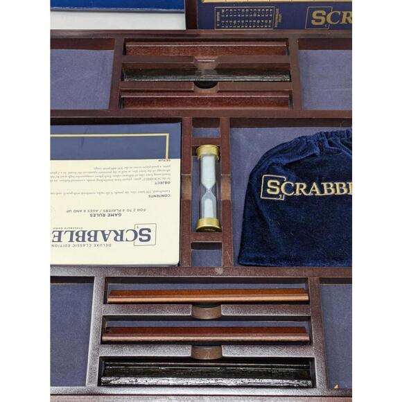 Deluxe Classic Edition Scrabble Game Rotating Turntable Wood Board Complete - Picture 2 of 5